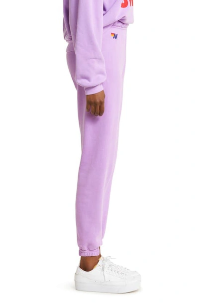 Shop Aviator Nation Stripe Sweatpants In Neon Purple/ Pink