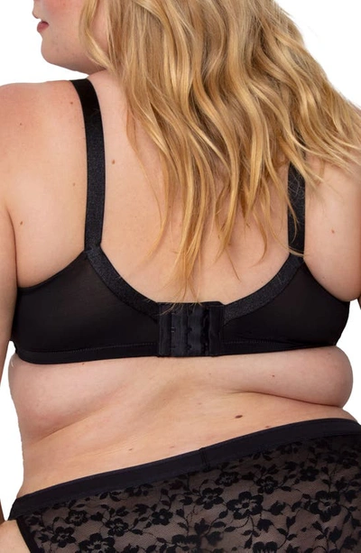 Curvy Couture No-show Lace Underwire Unlined Bra In Black Hue