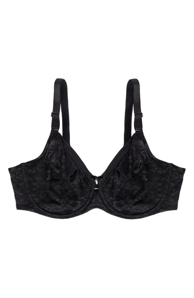 Curvy Couture No-show Lace Underwire Unlined Bra In Black Hue
