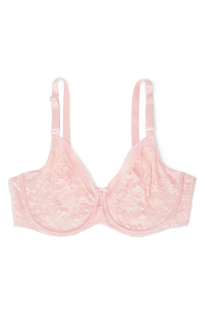 Shop Curvy Couture No-show Lace Underwire Unlined Bra In Blushing Rose