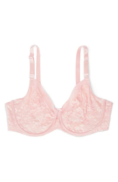 Curvy Couture No-show Lace Underwire Unlined Bra In Blushing Rose