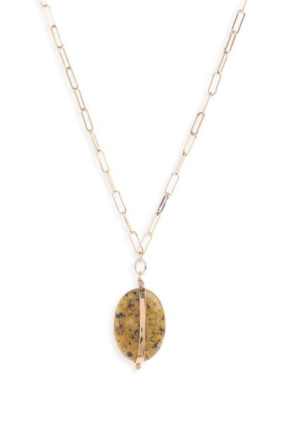 Shop Isabel Marant Stone Pendant Necklace In Yellow 10yw