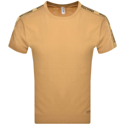 Shop Moschino Taped Logo T Shirt Brown