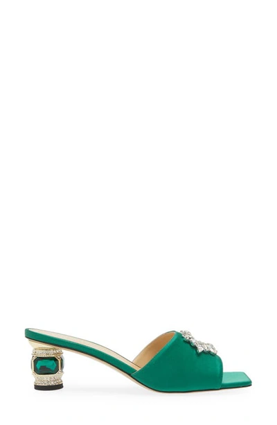 Shop Nalebe Aurum Embellished Slide Sandal In Emerald Green