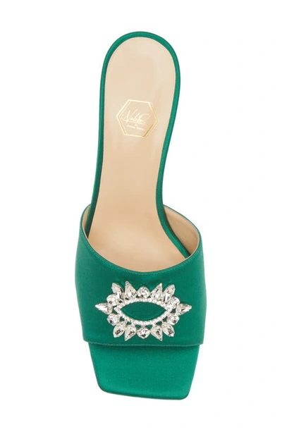 Shop Nalebe Aurum Embellished Slide Sandal In Emerald Green