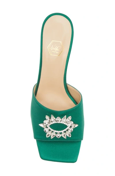 Nalebe Aurum Embellished Slide Sandal In Emerald Green