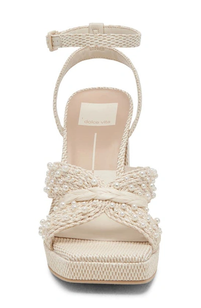 Shop Dolce Vita Aries Imitation Pearl Ankle Strap Platform Sandal In Vanilla Pearls