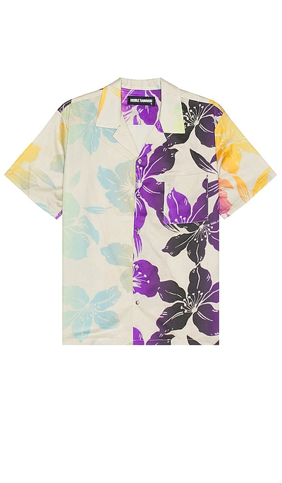 Shop Double Rainbouu Short Sleeve Hawaiian Shirt In Ivory