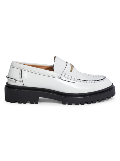 Shop Isabel Marant Women's Frezza Leather Loafers In White