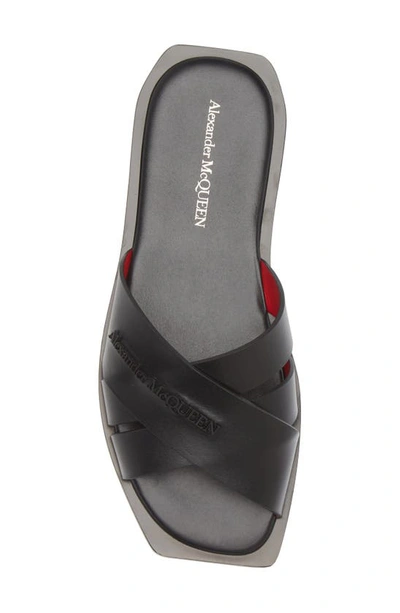 Shop Alexander Mcqueen Slash Slide Sandal In Black/ Lust Red