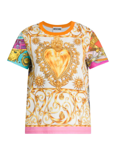 Shop Moschino Women's Archive Scarves Heart T-shirt In Neutral