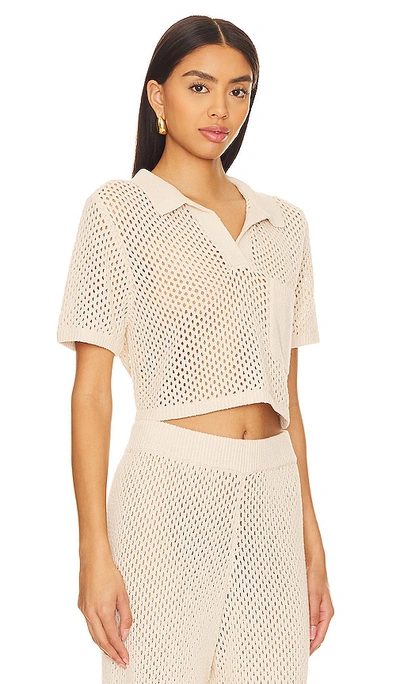 Onia Crochet Cropped Polo Top In 沙贝利