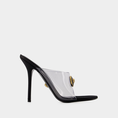 Shop Versace Evening Slides -  - Fabric - Transparent/black