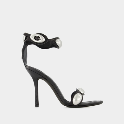 Alexander Wang Leather Sandals With Croco Print In Black