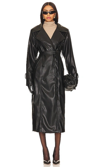 Sndys Tyra Faux Leather Trench In Black