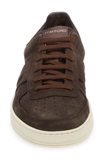 Shop Tom Ford Radcliffe Croc Embossed Nubuck Sneaker In Fango/ Cream