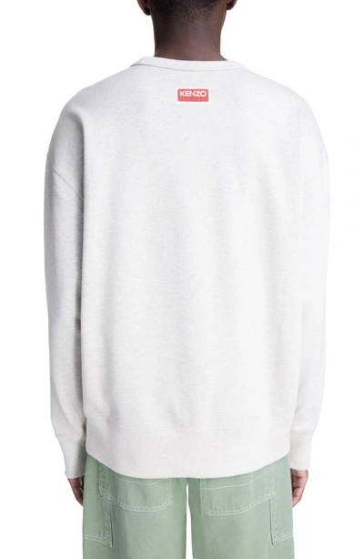 Shop Kenzo Lucky Tiger Embroidered Oversize Cotton Sweatshirt In Pale Grey