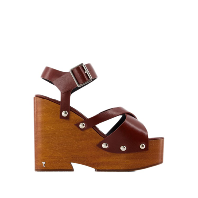 Shop Ami Alexandre Mattiussi Strappy Sandals - Cognac - Leather In Brown