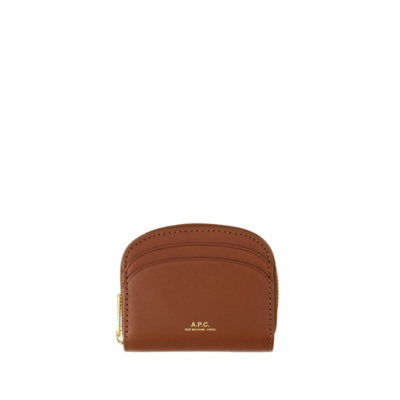Shop Apc Compact Demi Lune Mini Change Purse - Leather - Yellow In Brown