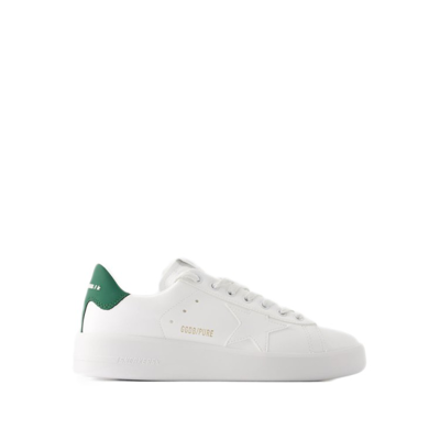 Shop Golden Goose Pure Star Sneakers - Leather - White/ Green