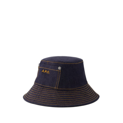 Shop Apc Thais Bucket Hat - Cotton - Blue In Black