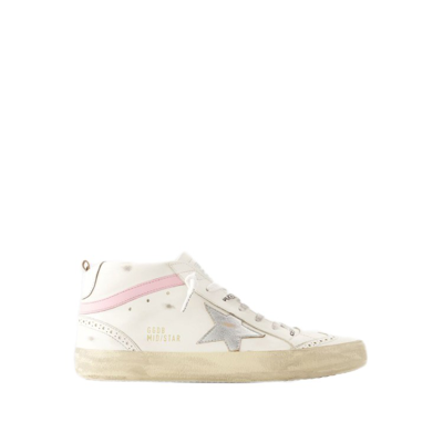 Shop Golden Goose Mid Star Sneakers - Leather - White In Neutrals