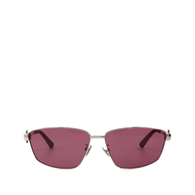 Shop Bottega Veneta Bv1185s Sunglasses - Silver/purple - Metal In Pink