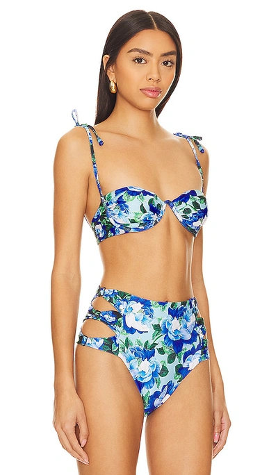 Agua Bendita X Revolve Donna Underwire Top In Blue Waves