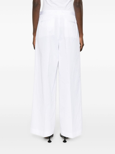 Shop Fabiana Filippi Wide Leg Cotton Trousers In White