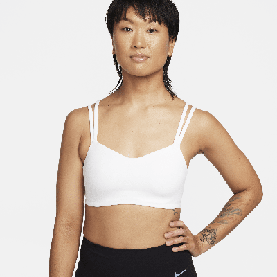 Shop Nike Women's Zenvy Strappy Light-support Padded Sports Bra In White