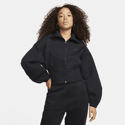 Shop Nike Women's  Sportswear Tech Fleece Loose Full-zip Track Jacket In Black