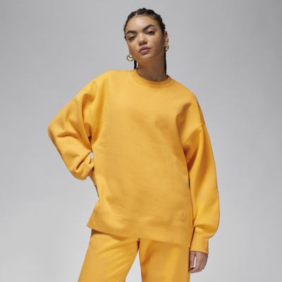 Shop Jordan Women's  Flight Fleece Crewneck Sweatshirt In Yellow
