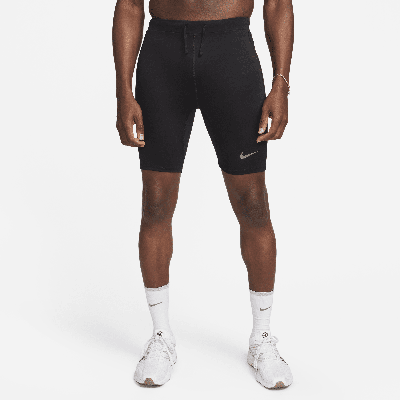 Nike Dri-fit Briefs Lined With Running Half-length Tights In Black