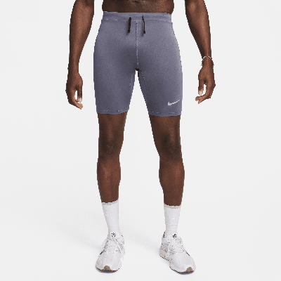 Shop Nike Men's Fast Dri-fit Brief-lined Running 1/2-length Tights In Grey