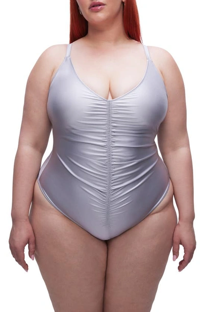 Shop Good American Always Ruched One-piece Swimsuit In White