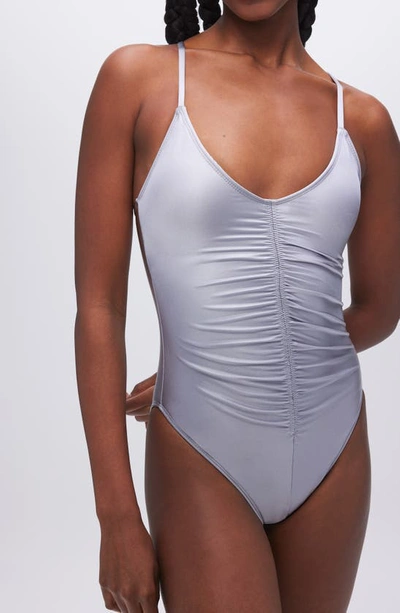 Shop Good American Always Ruched One-piece Swimsuit In White
