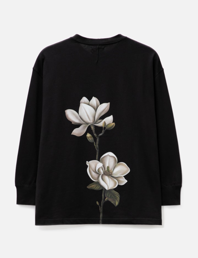 Shop 3paradis Black Flower Long Sleeve T-shirt