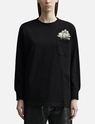 Shop 3paradis Black Flower Long Sleeve T-shirt