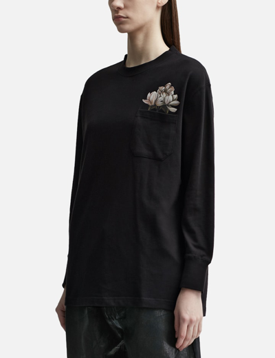Shop 3paradis Black Flower Long Sleeve T-shirt