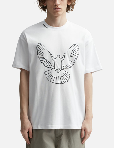 Shop 3paradis White Birds Outline T-shirt