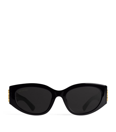 Shop Balenciaga Bossy Round Sunglasses In Black