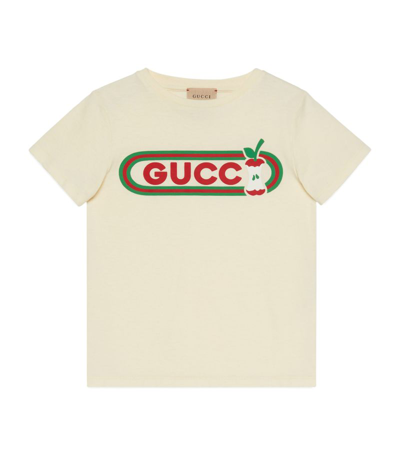 Shop Gucci Kids Cotton Apple Print T-shirt (4-12 Years) In Neutrals