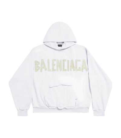 Shop Balenciaga Logo Hoodie In White