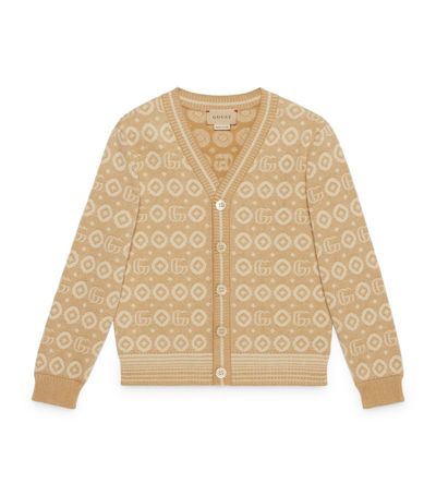 Shop Gucci Cotton Double G Cardigan (4-12 Years) In Neutrals