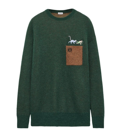 Shop Loewe X Suna Fujita Pocket-detail Sweater In Green