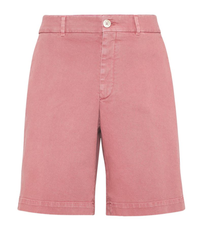 Shop Brunello Cucinelli Garment-dyed Denim Bermuda Shorts In Multi