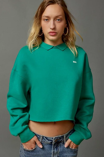 Shop Bdg Collared Pullover Sweatshirt In Green, Women's At Urban Outfitters