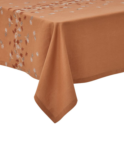 Shop Alexandre Turpault Linen Embroidered Tablecloth (170cm X 250cm) In Brown