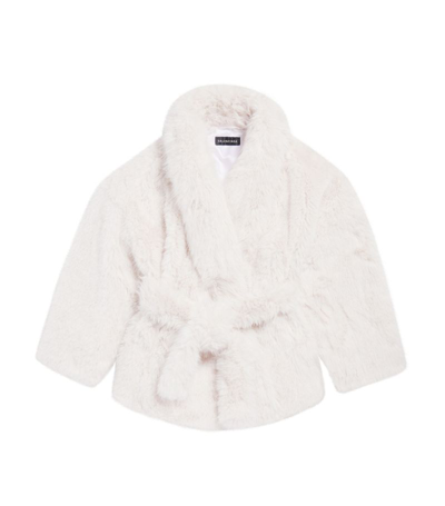 Shop Balenciaga Faux Fur Wrap Coat In White