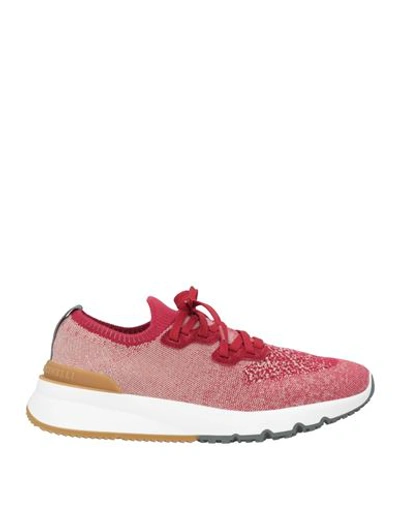 Brunello Cucinelli Knitted Upper Low-top Sneakers In Red